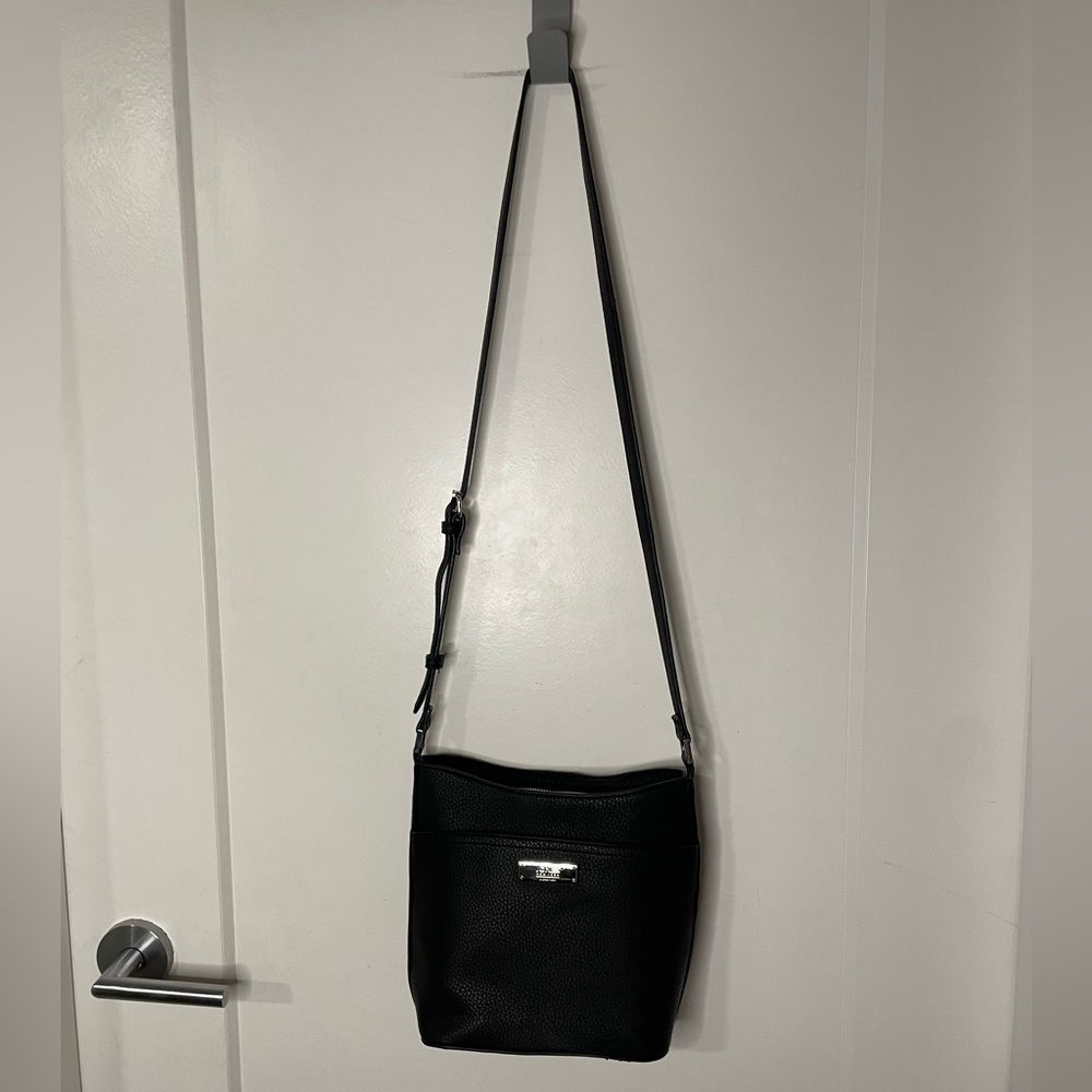 Jones New York Black Faux Leather Crossbody Satchel like new